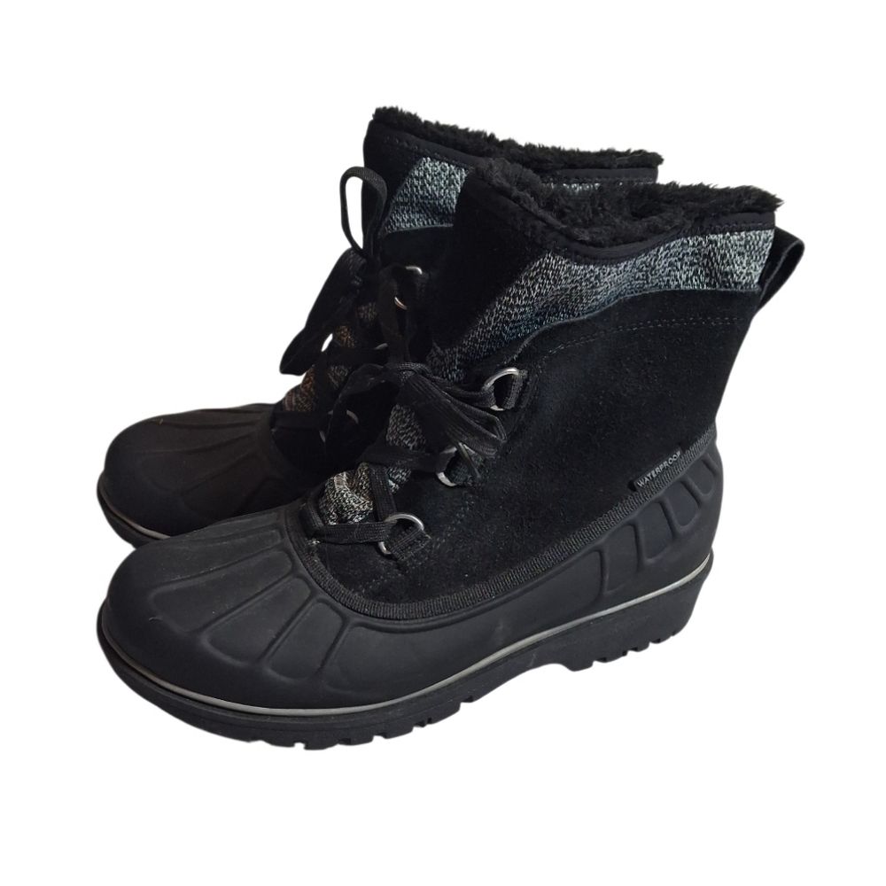 Baretraps Boots Women 8 M Black Waterproof Leather Fur Zip Comfort